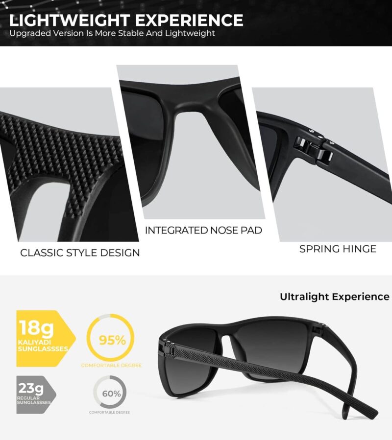 KALIYADI Polarized Sunglasses for Men, Lightweight Sun Glasses with UV Protection for Driving Fishing Golf