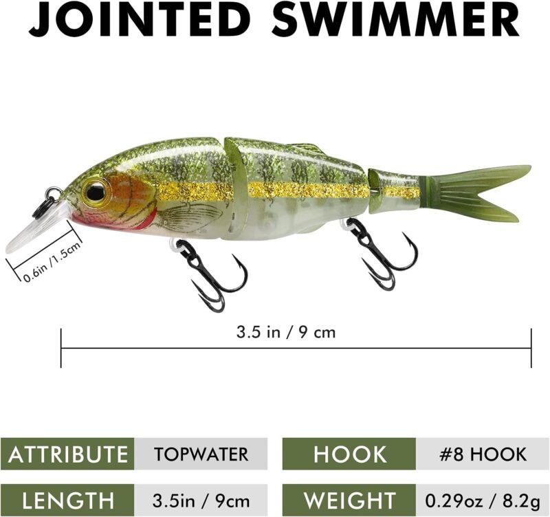 TRUSCEND Fishing Lures for Freshwater and Saltwater, Lifelike Swimbait for Bass Trout Crappie, Slow Sinking Bass Fishing Lure, Amazing Fishing Gifts for Men, Must-Have for Family Fishing Gear