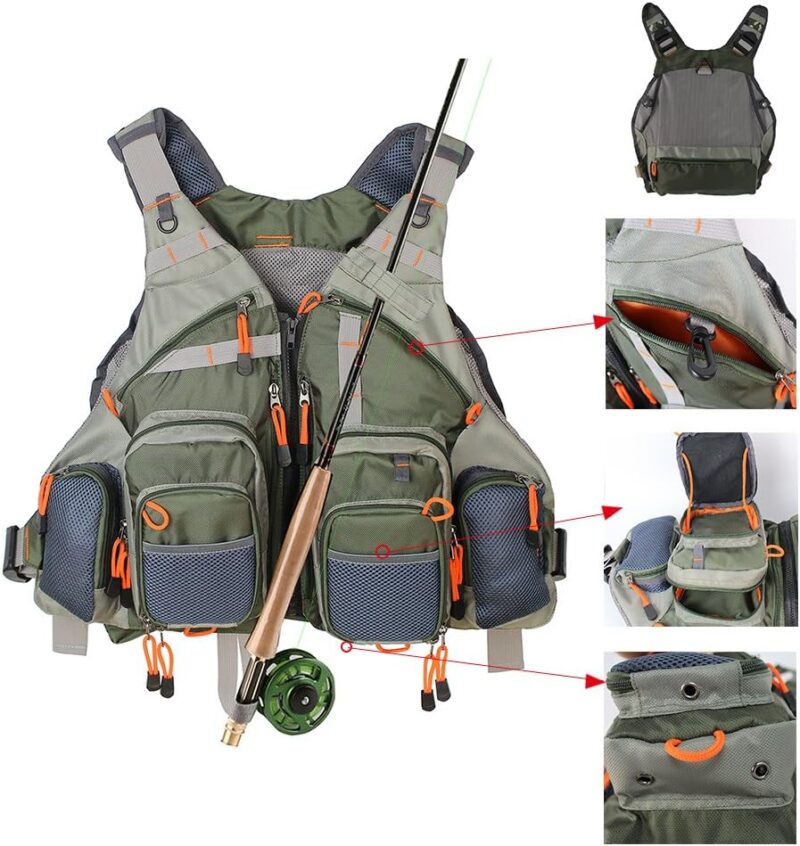 Kylebooker Fly Fishing Vest Pack Adjustable for Men and Women