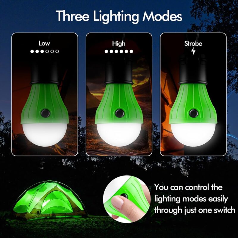 FLY2SKY Tent Lamp 4 Packs Portable LED Tent Lights Clip Hook Hurricane Emergency Lights LED Camping Lights Bulb Camping Lanterns Camping Equipment for Camping Hiking Backpacking Outage