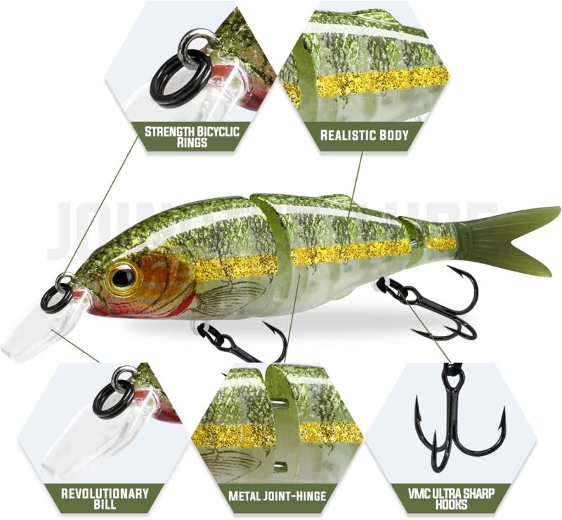 TRUSCEND Fishing Lures for Freshwater and Saltwater, Lifelike Swimbait for Bass Trout Crappie, Slow Sinking Bass Fishing Lure, Amazing Fishing Gifts for Men, Must-Have for Family Fishing Gear