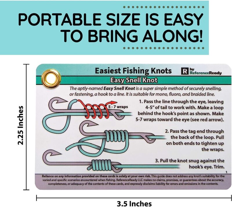 Easiest Fishing Knots - Waterproof Guide to 12 Simple Fishing Knots | How to Tie Practical Fishing Knots & Includes Mini Carabiner | Perfect for Beginners