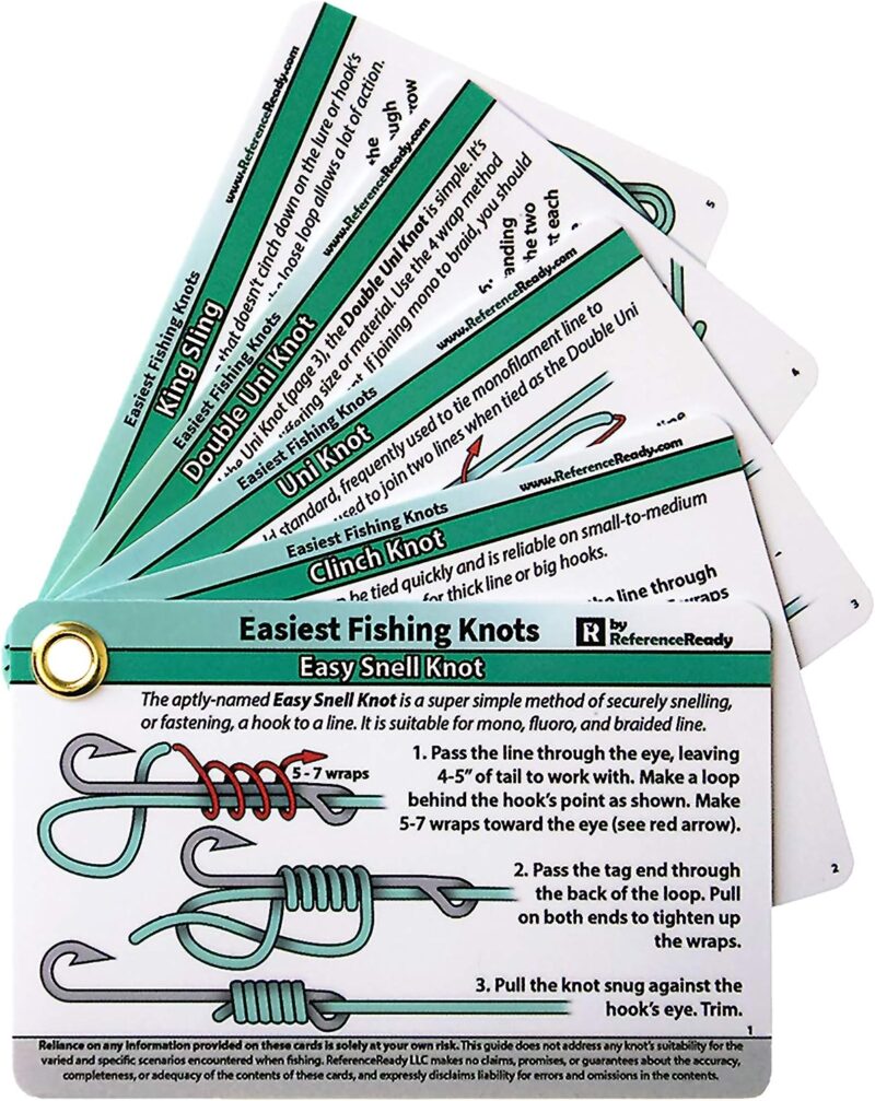 Easiest Fishing Knots - Waterproof Guide to 12 Simple Fishing Knots | How to Tie Practical Fishing Knots & Includes Mini Carabiner | Perfect for Beginners