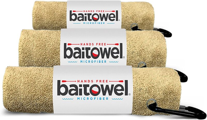 Bait Towel 3 Pack Fishing Towels with Clip, Plush Microfiber nap Fabric, 16x16, The Original Bait Towel Value 3 Pack