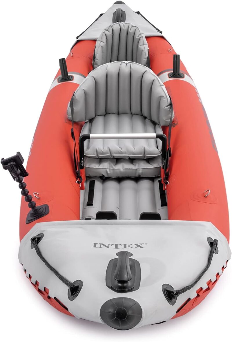 INTEX Excursion Pro Inflatable Kayak Series: Includes Deluxe 86in Kayak Paddles and High-Output Pump – SuperTough PVC – Adjustable Bucket Seat – Fishing Rod Holders – Grab Handles