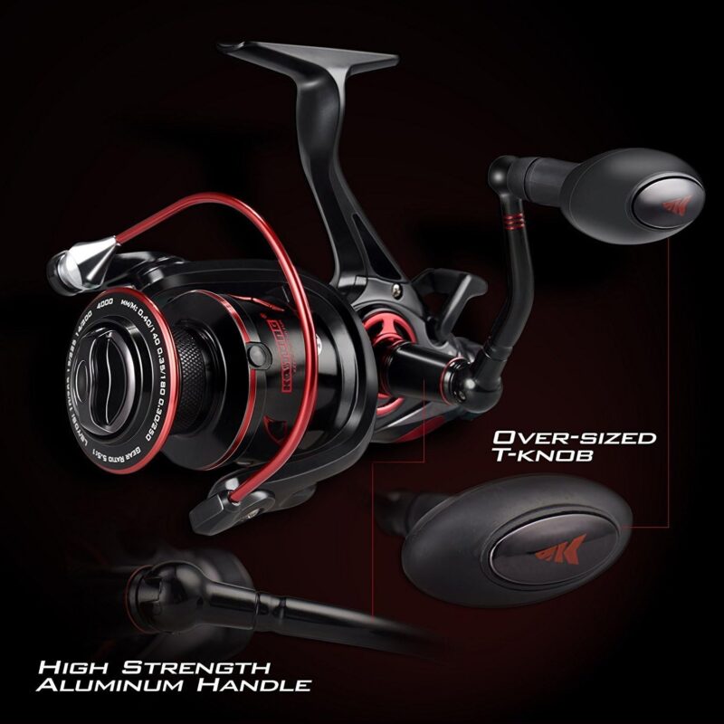 KastKing Sharky Baitfeeder III Spinning Reel 10+1 Shielded Stainless Steel BB - Carbon Fiber Drag for Live Liner Bait Fishing Action