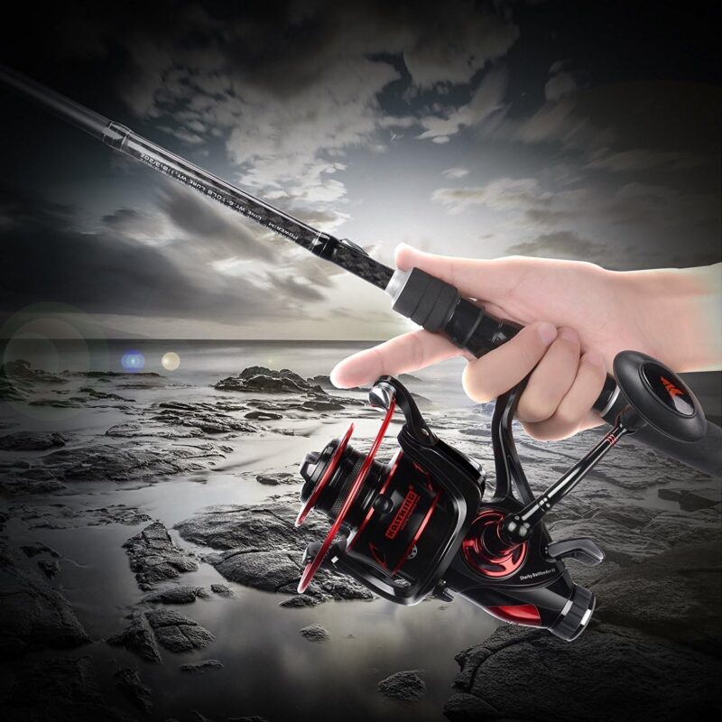 KastKing Sharky Baitfeeder III Spinning Reel 10+1 Shielded Stainless Steel BB - Carbon Fiber Drag for Live Liner Bait Fishing Action