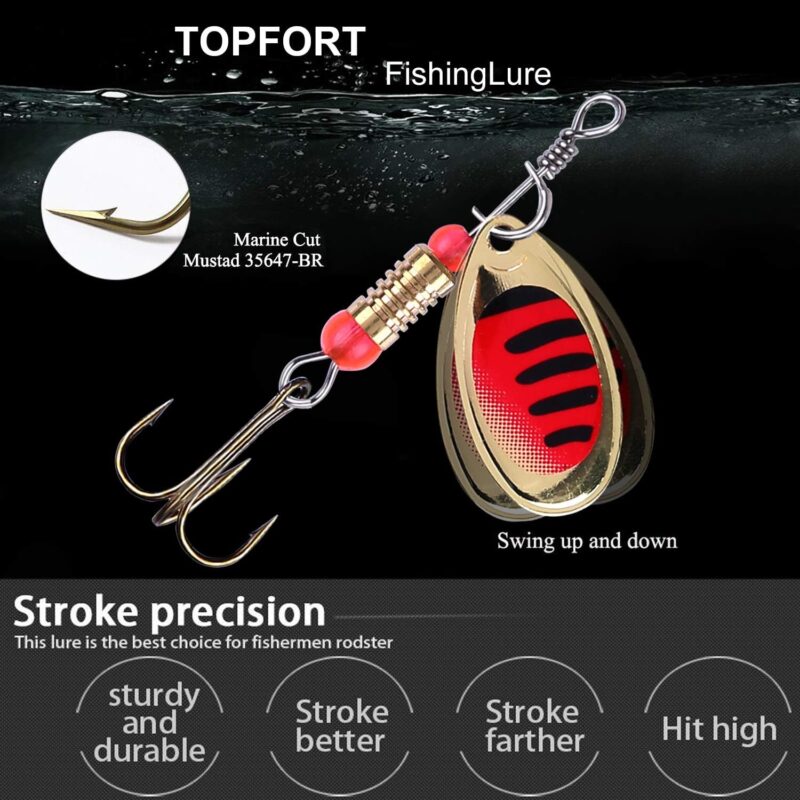 TOPFORT Fishing Lures, Fishing Spoon,Trout Lures, Bass Lures, Spinning Lures,Hard Metal Spinner Baits kit with Carry Bag…… (51PCS Fishing Lure with