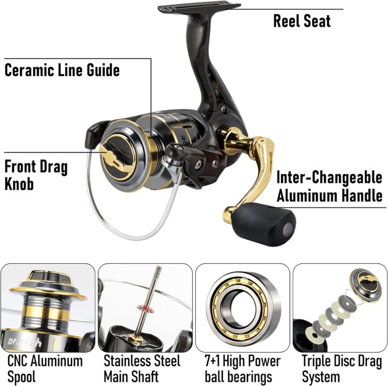 Dr.Fish Fishing Rod and Reel Combos 125-Pieces, Telescopic Spinning Pole Reel Fishing Gear Equipment Set for Adult Collapsible Travel Complete Fishing Sets Men Starter Freshwater