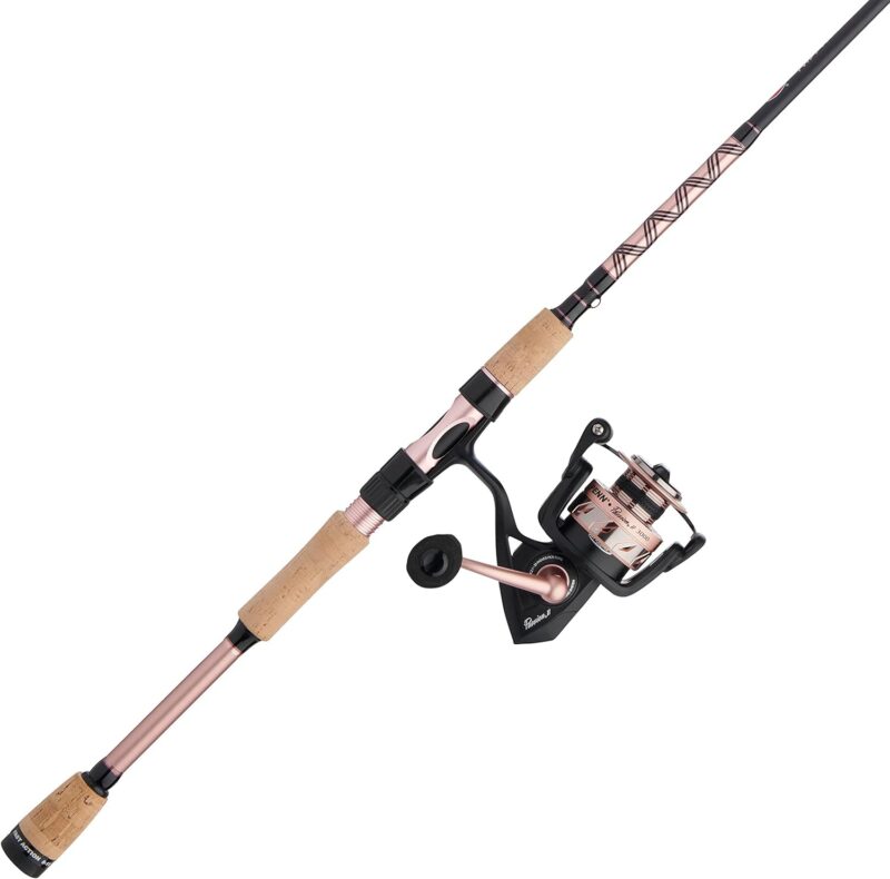 PENN Passion II Spinning Reel and Fishing Rod Combo,Black/Rose Gold