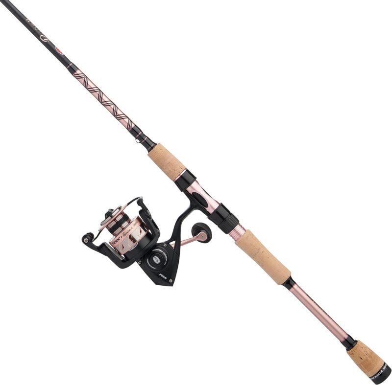 PENN Passion II Spinning Reel and Fishing Rod Combo,Black/Rose Gold