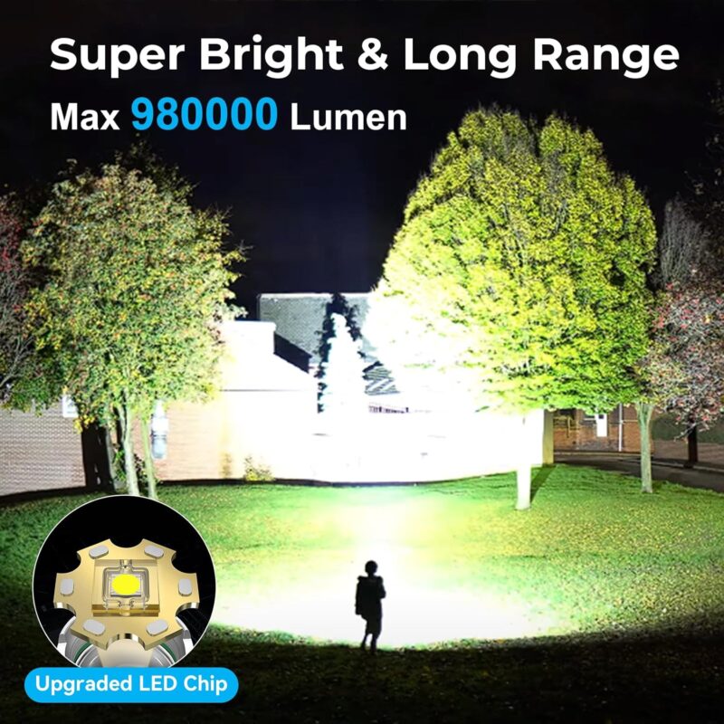 Rechargeable 980000 High Lumens LED Flashlights 2 Pack, Super Bright Flashlight with 3 Modes, IPX6 Waterproof, Powerful Handheld Flash Light for Home Camping Emergency