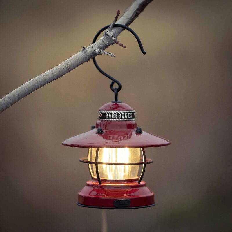 Barebones Edison Mini Lantern - Vintage Adjustable Camping Lantern - Small Lantern Lights - Outdoor Accessories and Camping Essentials