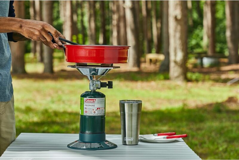 Coleman Bottletop Propane Camping Stove, Portable 1-Burner Adjustable Stove with Wind Baffles, Pressure Regulator, and 10,000 BTUs of Power; Great for Camping, Hiking, Backpacking, & More