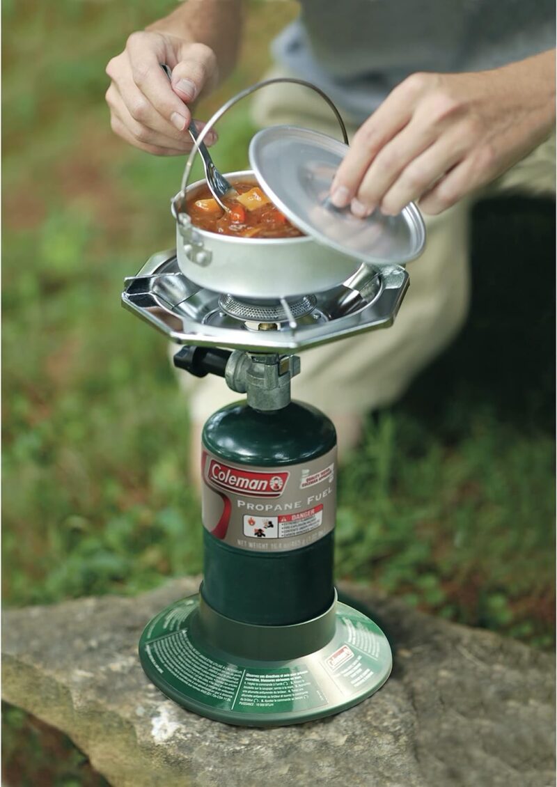 Coleman Bottletop Propane Camping Stove, Portable 1-Burner Adjustable Stove with Wind Baffles, Pressure Regulator, and 10,000 BTUs of Power; Great for Camping, Hiking, Backpacking, & More