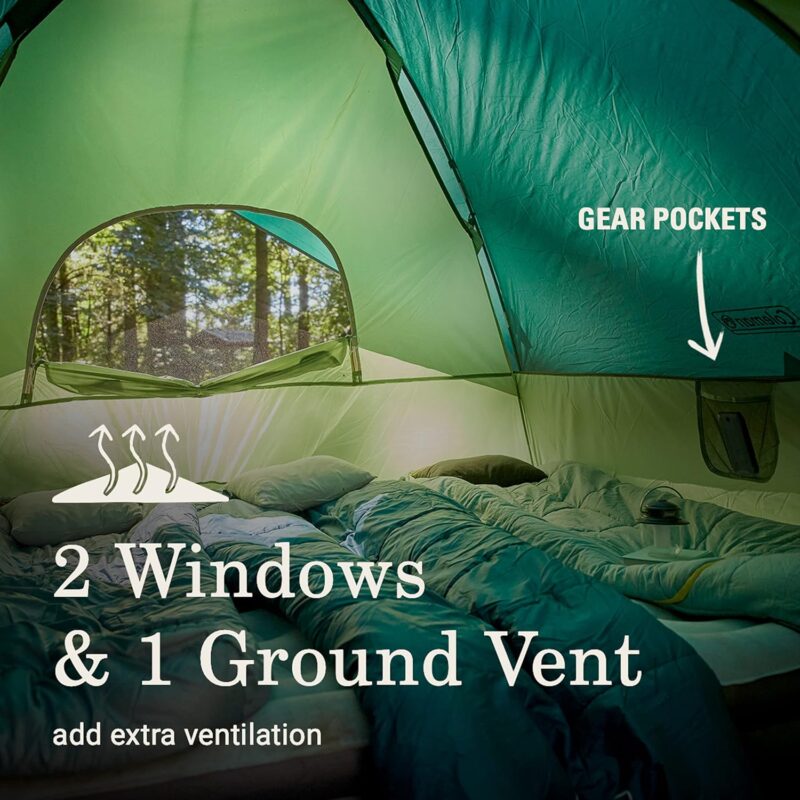 Coleman Sundome Camping Tent, 2/3/4/6 Person Dome Tent with Snag-Free Poles for Easy Setup in Under 10 Mins, Included Rainfly Blocks Wind & Rain, Tent for Camping, Festivals, Backyard, Sleepovers