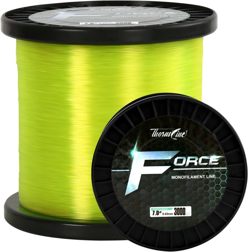 FORCE Monofilament Fishing Line, Strong Abrasion Resistant Mono Line, Lower Memory Extruded Nylon Monofilament Line for Freshwater Saltwater 2/6/8/10/15/20/25/35/50/80/100LB