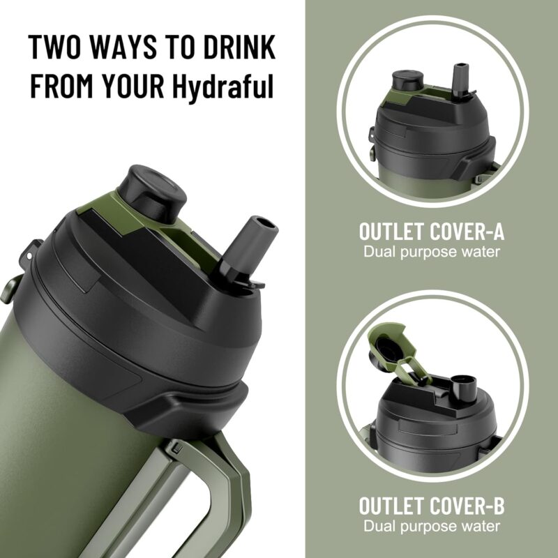 Hydraful Gallon Jug, Large Insulated Stainless Steel Sports Water Jug, 115oz Large Triple Wall Vacuum Insulation Water Bottle-Keeps Cold up to 48 Hrs-Sweat Proof,for Gym, Hiking & Camping