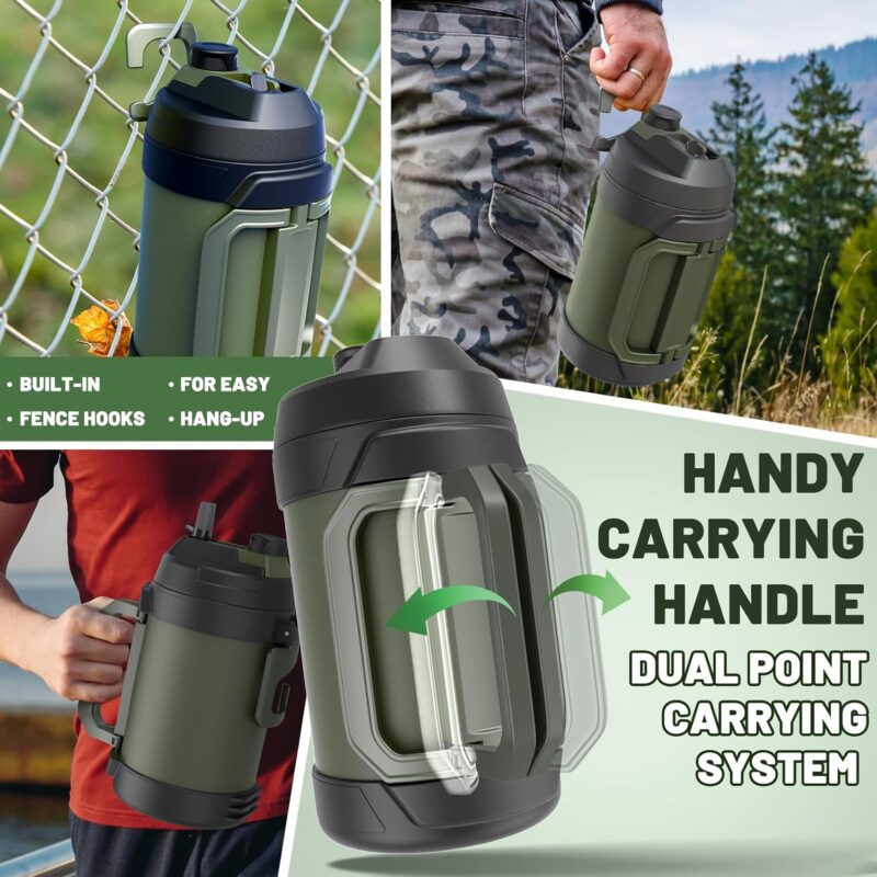 Hydraful Gallon Jug, Large Insulated Stainless Steel Sports Water Jug, 115oz Large Triple Wall Vacuum Insulation Water Bottle-Keeps Cold up to 48 Hrs-Sweat Proof,for Gym, Hiking & Camping