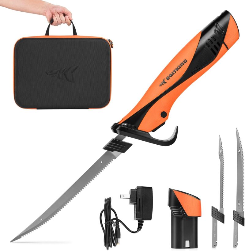 KastKing Speed Demon Pro Lithium-ion Electric Fillet Knife - Rechargeable, Cordless, High Speed, Extended Battery Life, Superior Blade, Ergonomic Handle, Carry Case Fishing, Filleting, Outdoors