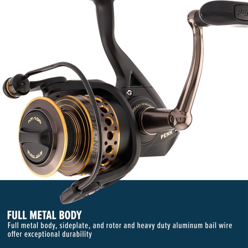 PENN Battle Spinning Reel Kit, Size 5000, Includes Reel Cover and Spare Anodized Aluminum Spool, Right/Left Handle Position, HT-100 Front Drag System