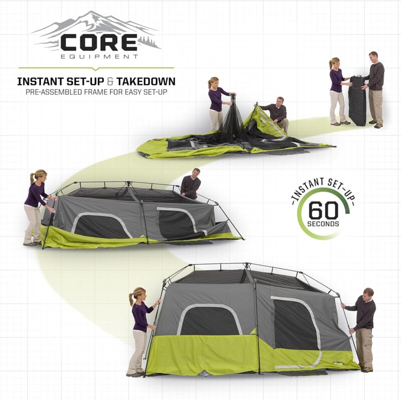 Core 9 Person Instant Cabin Tent - 14' x 9', Green (40008)