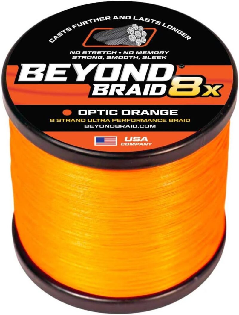 Beyond Braid Braided Fishing Line -Super Strong - Abrasion Resistant - No Stretch -Blue Camo, Moss Camo, White, Green, Pink, Blue, 4 Strand 8 Strand