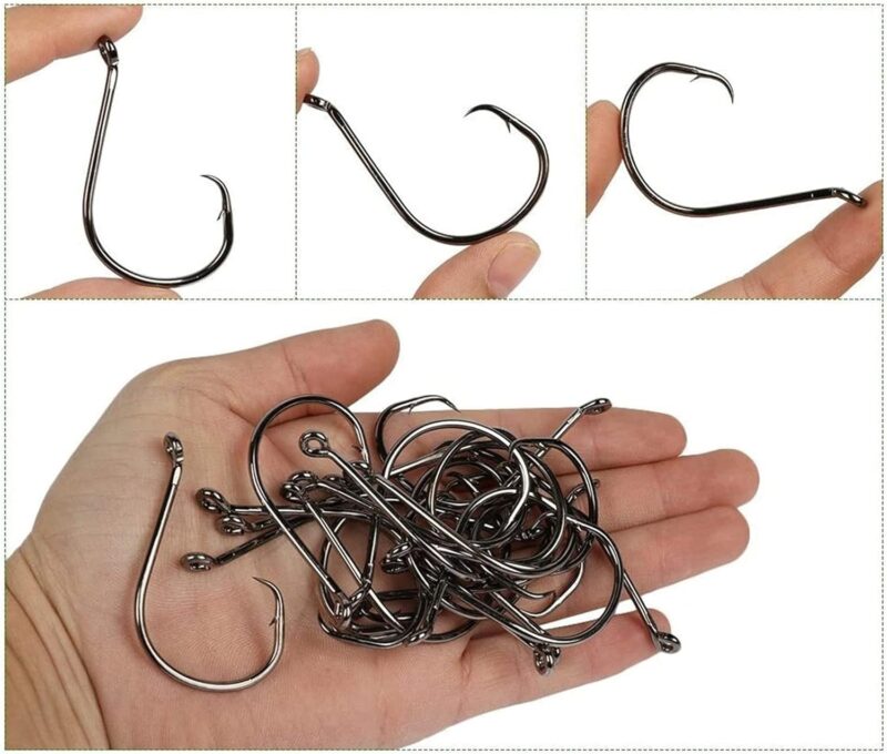 200Pcs/Box（Size:10/0... to...1/0 Strong Octopus Fishing Hooks, Forged Steel/Barded Design, Off-Set Point/Closed Eye, Strong/Sturdy, 10/0 8/0 6/0 5/0 4/0 3/0 2/0 1/0 Mixed